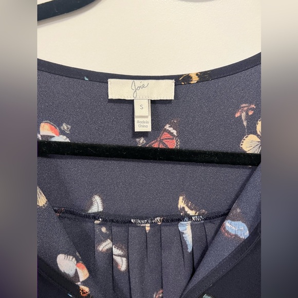 Joie Navy with Butterflies Long Sleeve Blouse - Picture 4 of 5